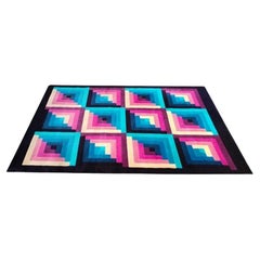 1980s Gorgeous Geometric Italian Woolen Rug by Missoni for T&J Vestor