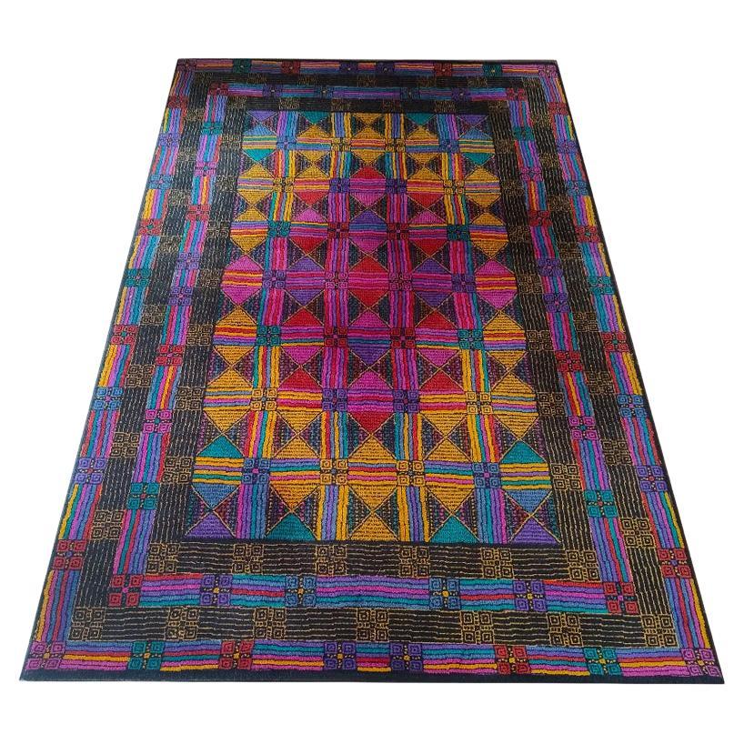 1980s Gorgeous Geometric Italian Woolen Rug by Missoni for T&J Vestor