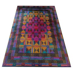 1980s Gorgeous Geometric Italian Woolen Rug by Missoni for T&J Vestor