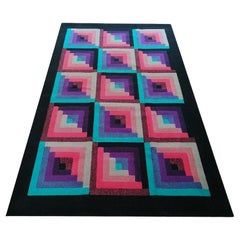 1980s Gorgeous Geometric Italian Woolen Rug by Missoni for T&J Vestor