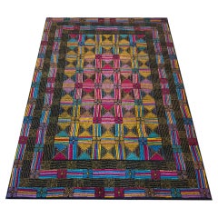 1980s Gorgeous Geometric Italian Woolen Rug by Missoni for T&J Vestor