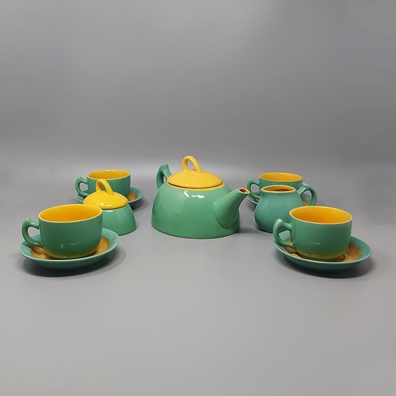 Mid-Century Modern 1980s Gorgeous Green and Yellow Tea Set/Coffee Set in Ceramic by Naj Oleari. For Sale