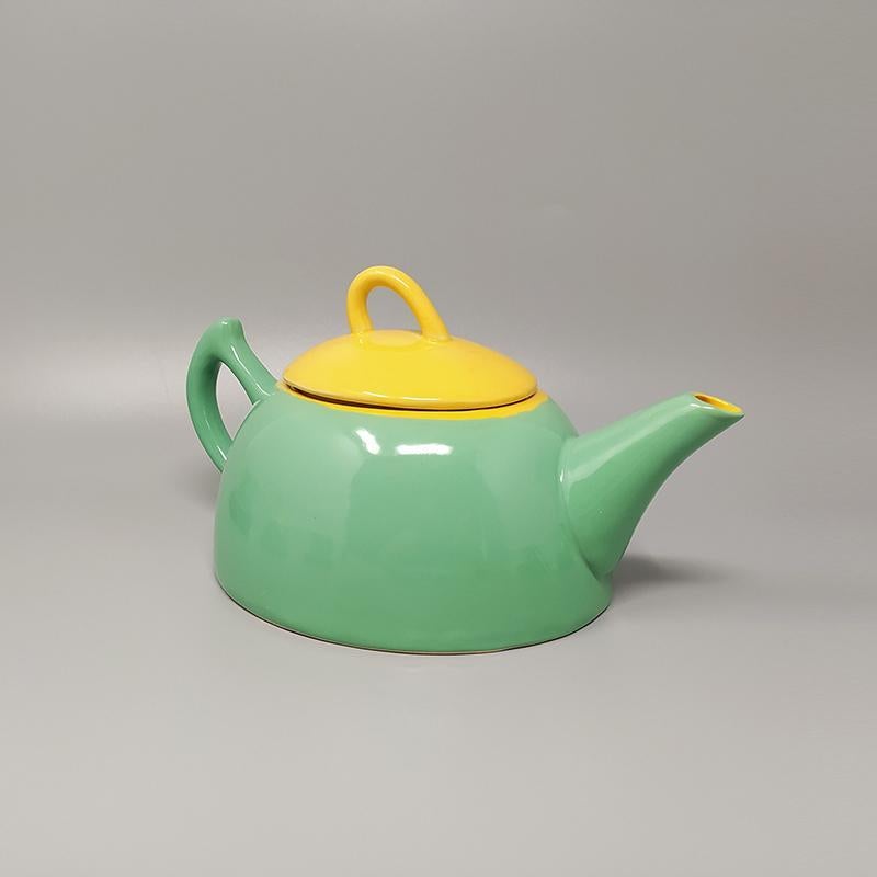 Italian 1980s Gorgeous Green and Yellow Tea Set/Coffee Set in Ceramic by Naj Oleari. For Sale