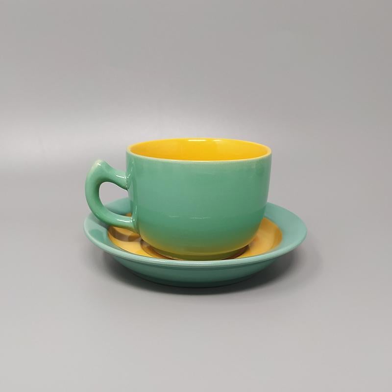 Italian 1980s Gorgeous Green and Yellow Tea Set/Coffee Set in Ceramic by Naj Oleari.  For Sale