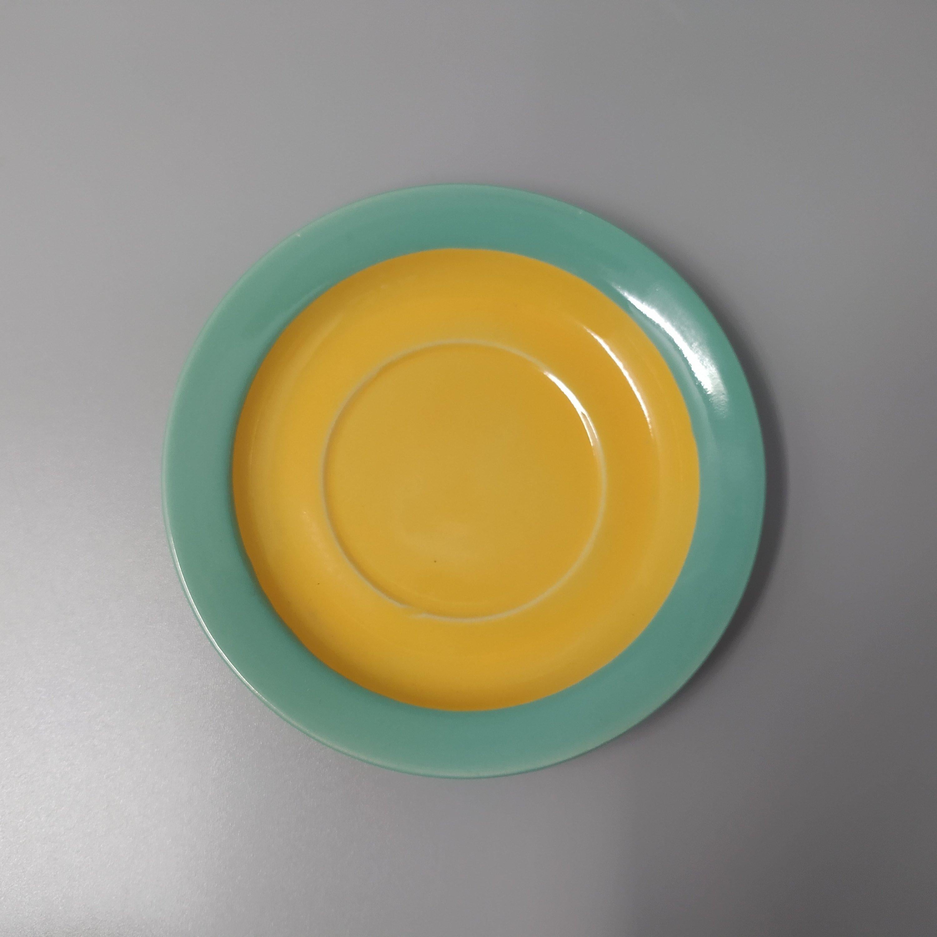Late 20th Century 1980s Gorgeous Green and Yellow Tea Set/Coffee Set in Ceramic by Naj Oleari. For Sale