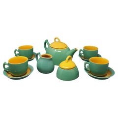 1980s Gorgeous Green and Yellow Tea Set/Coffee Set in Ceramic by Naj Oleari.