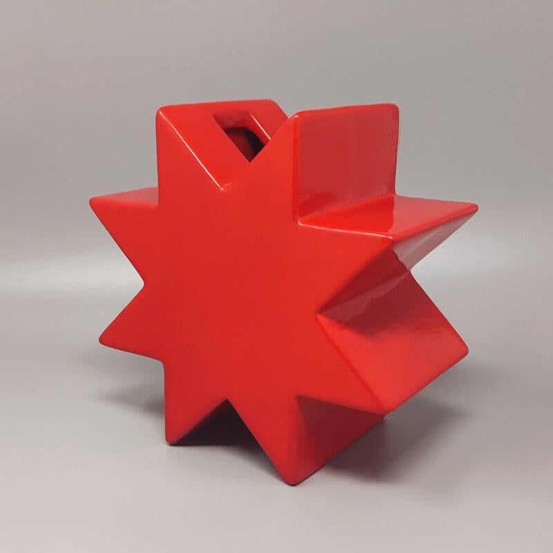 Italian 1980s Gorgeous Red Vase 