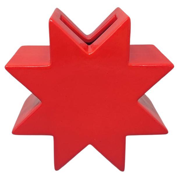 1980s Gorgeous Red Vase "Hsing" Designed by Ettore Sottsass. Made in Italy