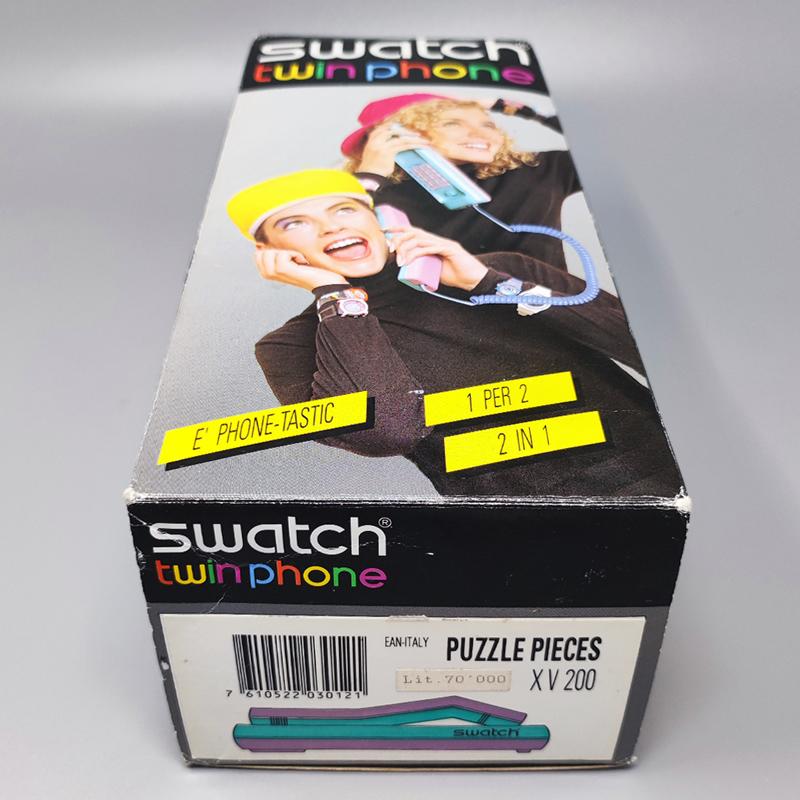 Wunderschöner Swatch Twin Phone „Puzzle“ aus den 1980er Jahren mit Originalverpackung. Memphis-Stil im Angebot 5