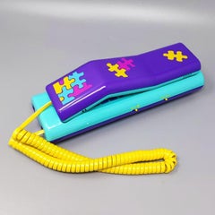 1980s Gorgeous Swatch Twin Phone "Puzzle" with the Original Box, Memphis Style