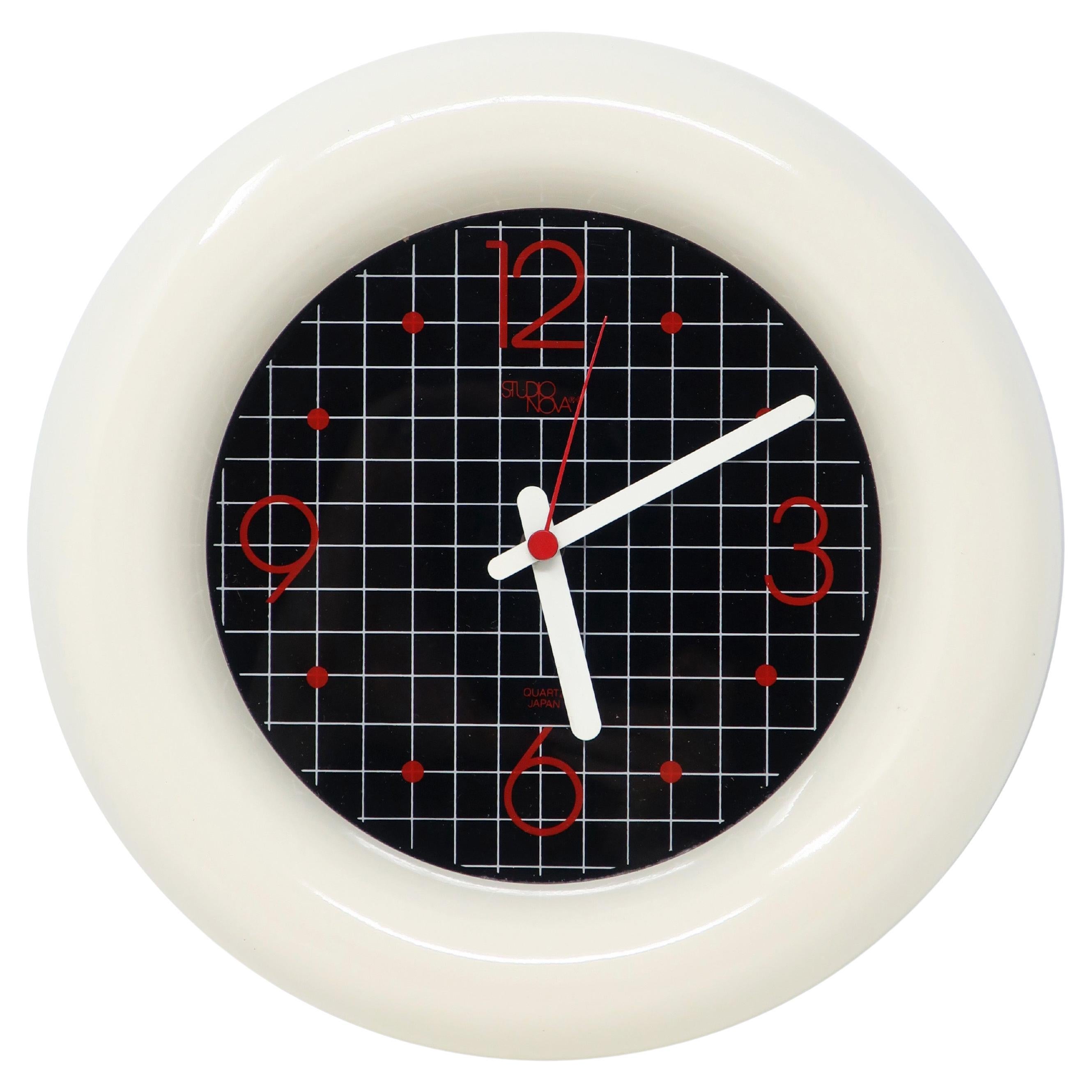 1980s Graphic Ceramic Wall Clock by Studio Nova Japan