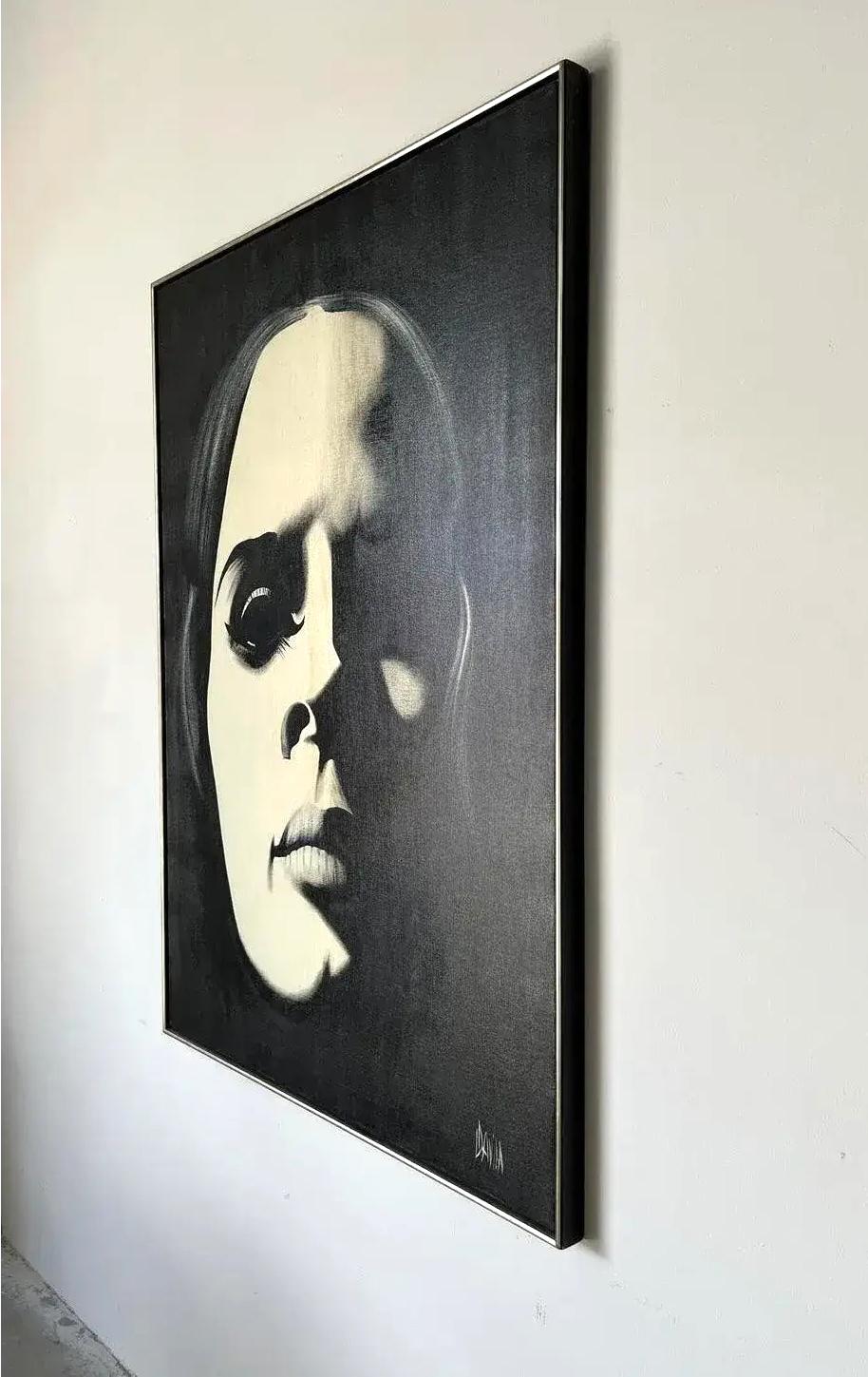 

1980s Graphic Op Oil Painting Portrait of a Woman in Black By Davilla


Offered for sale is a 1980s portrait of a woman in black that is evocative of an album cover created in the Pop-Art style. This striking work is oil on canvas and is signed
