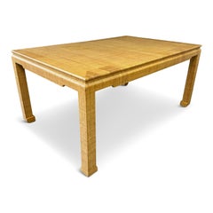 1980s, Grasscloth Dining Table in the Style of Karl Springer Hollywood Regency
