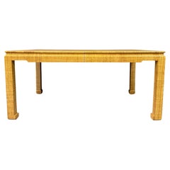 1980s, Grasscloth Dining Table in the Style of Karl Springer Hollywood Regency
