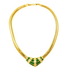 Christian Dior Green Enamel Necklace, 1980s