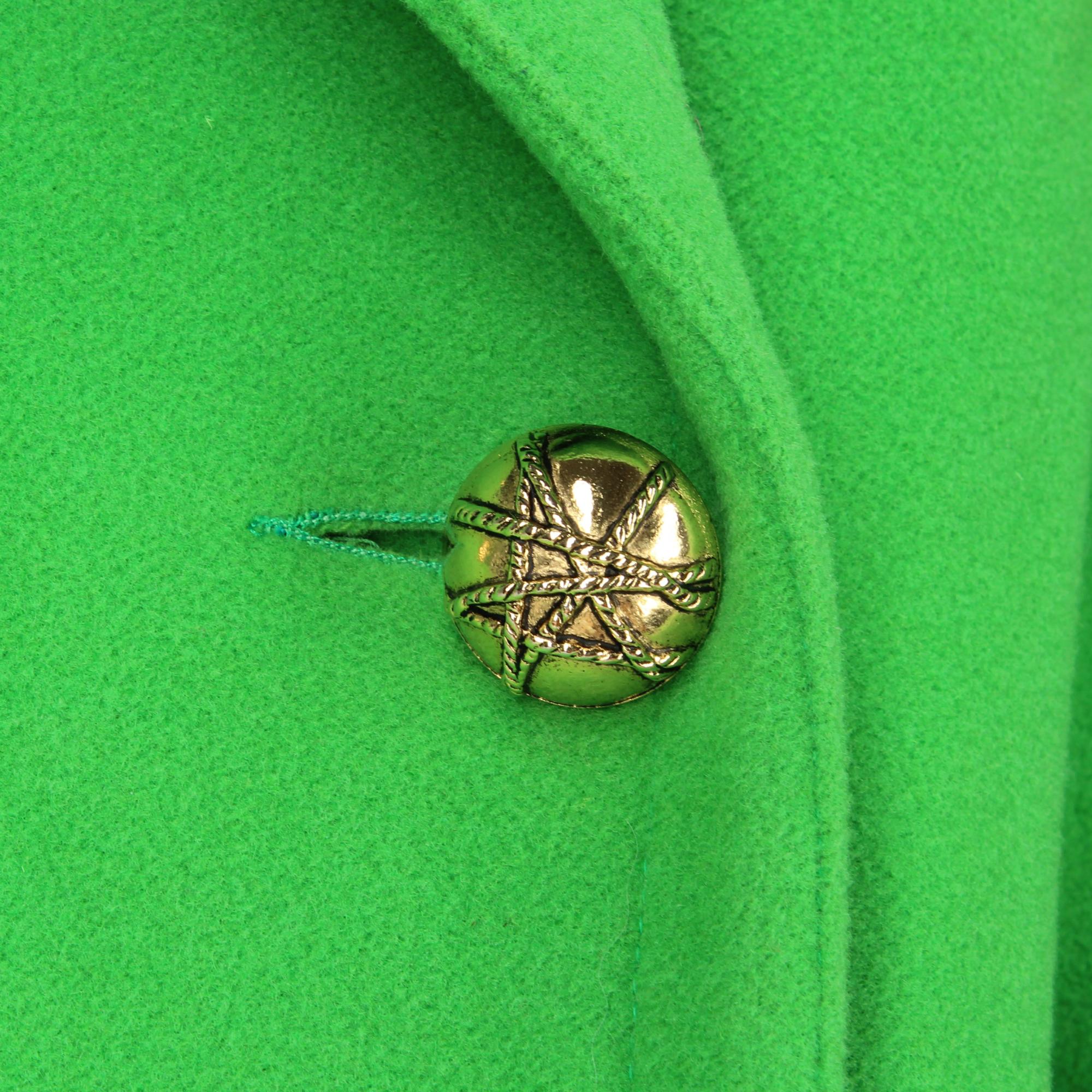 1980s Green Grass Double-Breasted Coat In Excellent Condition For Sale In Lugo (RA), IT