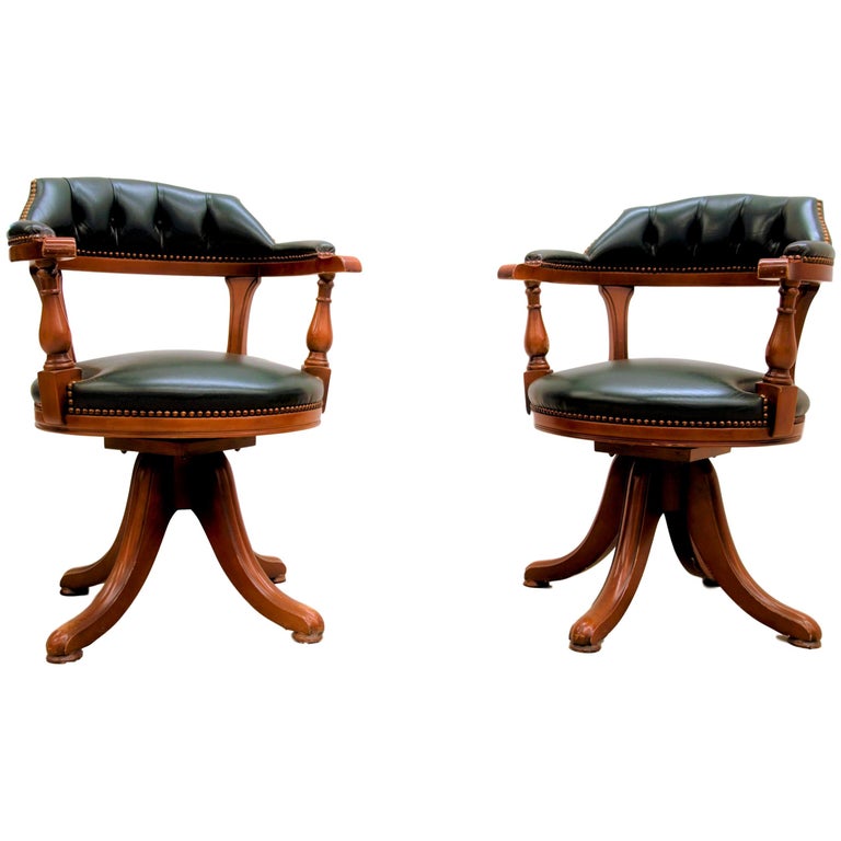 Captain Chair Tufted And Nail Finish, Wooden Captains Chair With Arms