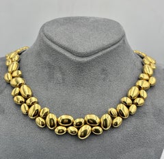 1980s Gübelin 18k white and yellow gold pebble choker