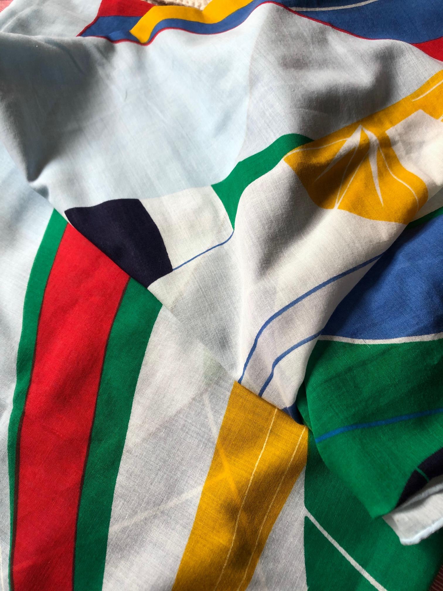 Blue 1980s Gucci abstract sailing boats scarf shawl