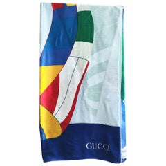 1980s Gucci abstract sailing boats scarf shawl