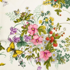 1980s Gucci  'Accessory Collection' Floral Silk Carré Scarf