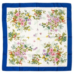 1980s Gucci  'Accessory Collection' Floral Silk Carré Scarf