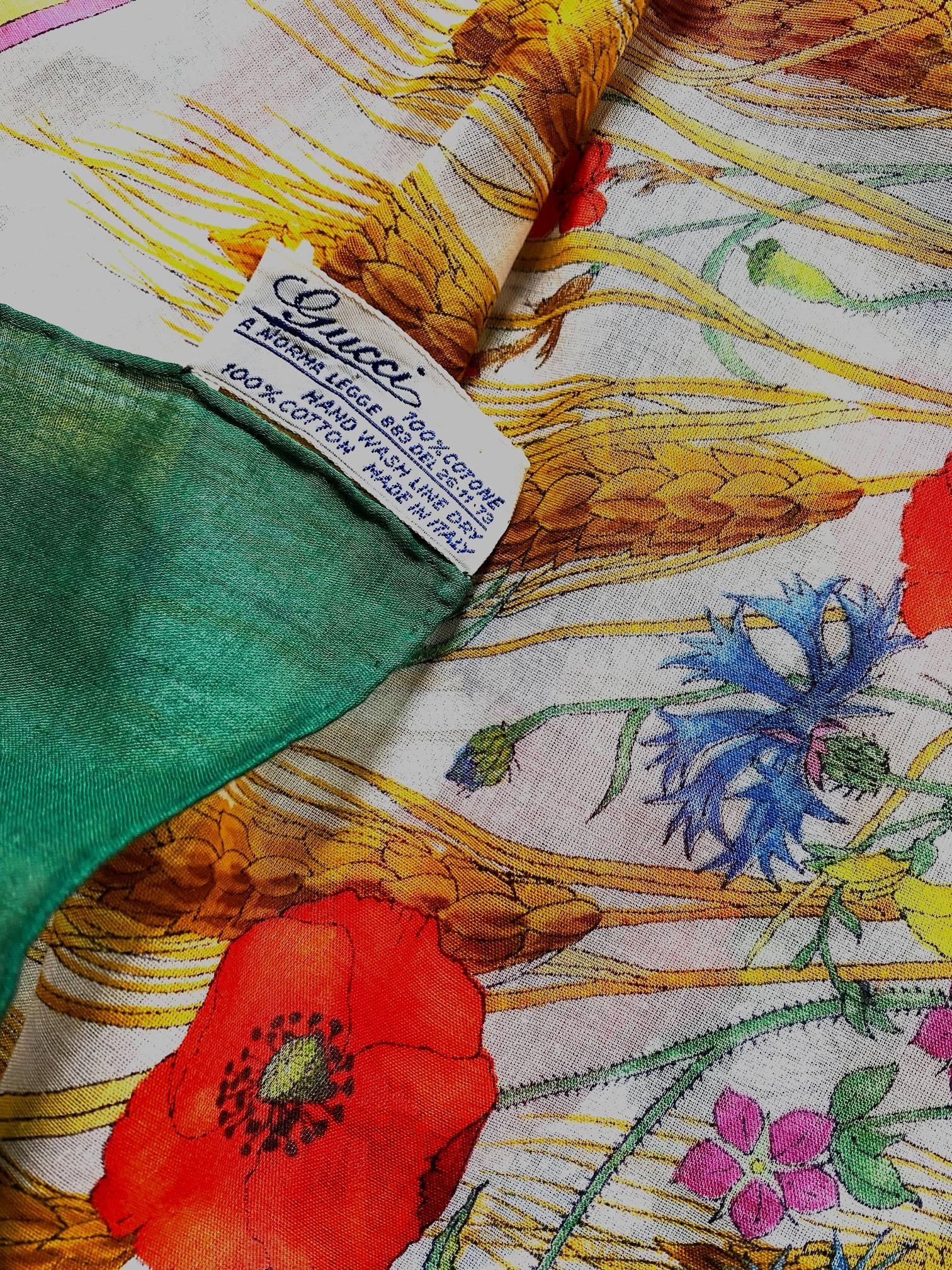 Women's or Men's 1980s Gucci Accornero Poppy Flower Silk Scarf