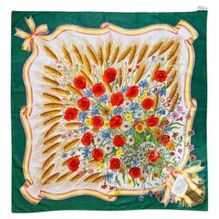 1980s Gucci Accornero Poppy Flower Silk Scarf 