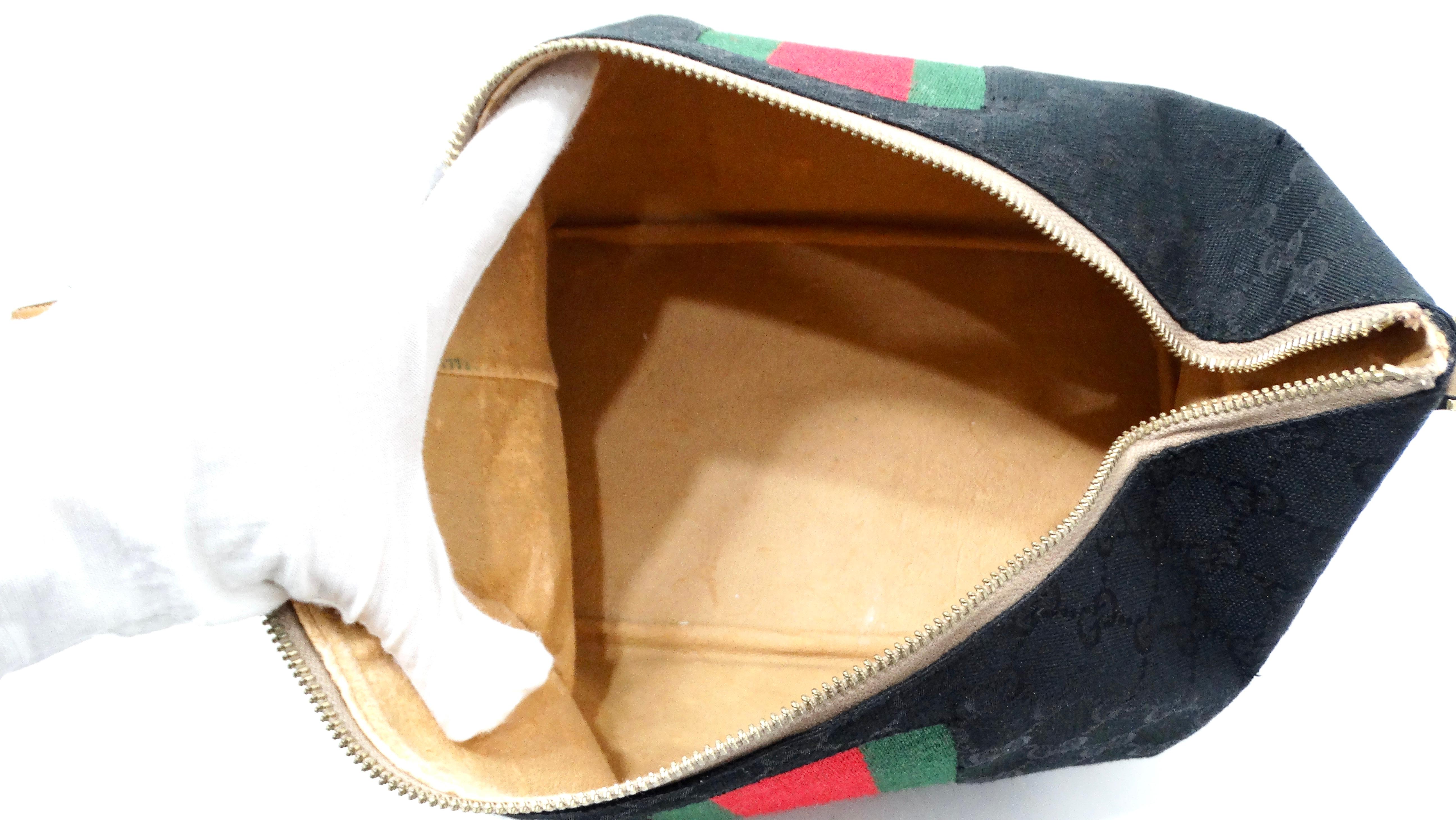 1980s Gucci Black GG Monogram Canvas Boxy Vanity Bag For Sale 6