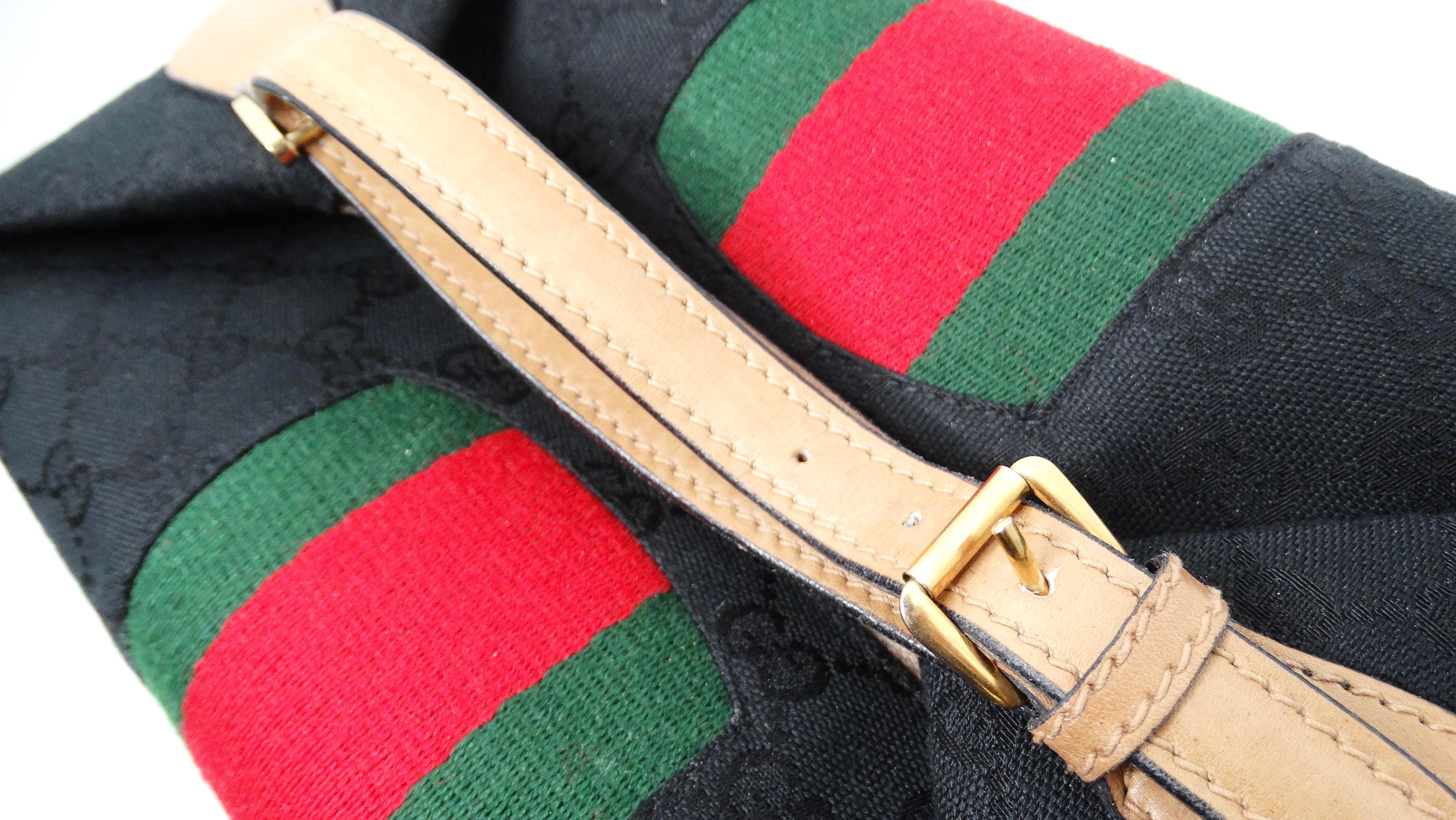1980s Gucci Black GG Monogram Canvas Boxy Vanity Bag In Good Condition For Sale In Scottsdale, AZ