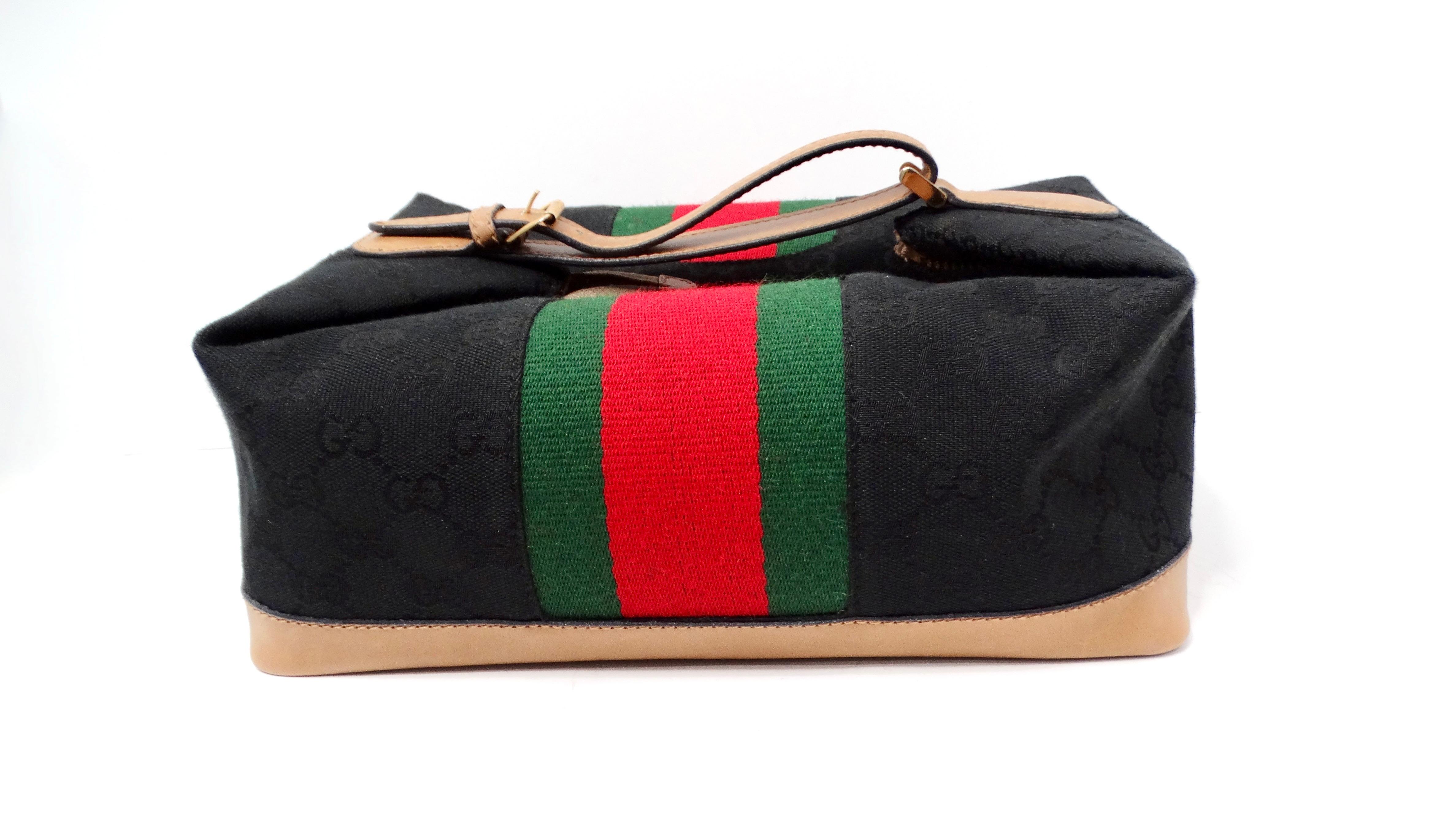 1980s Gucci Black GG Monogram Canvas Boxy Vanity Bag For Sale 5
