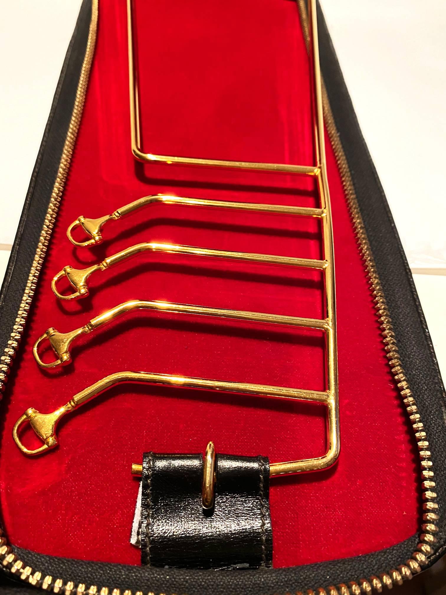 1980s Gucci Black Leather Tie Holder Travel Case  In Excellent Condition In London, GB