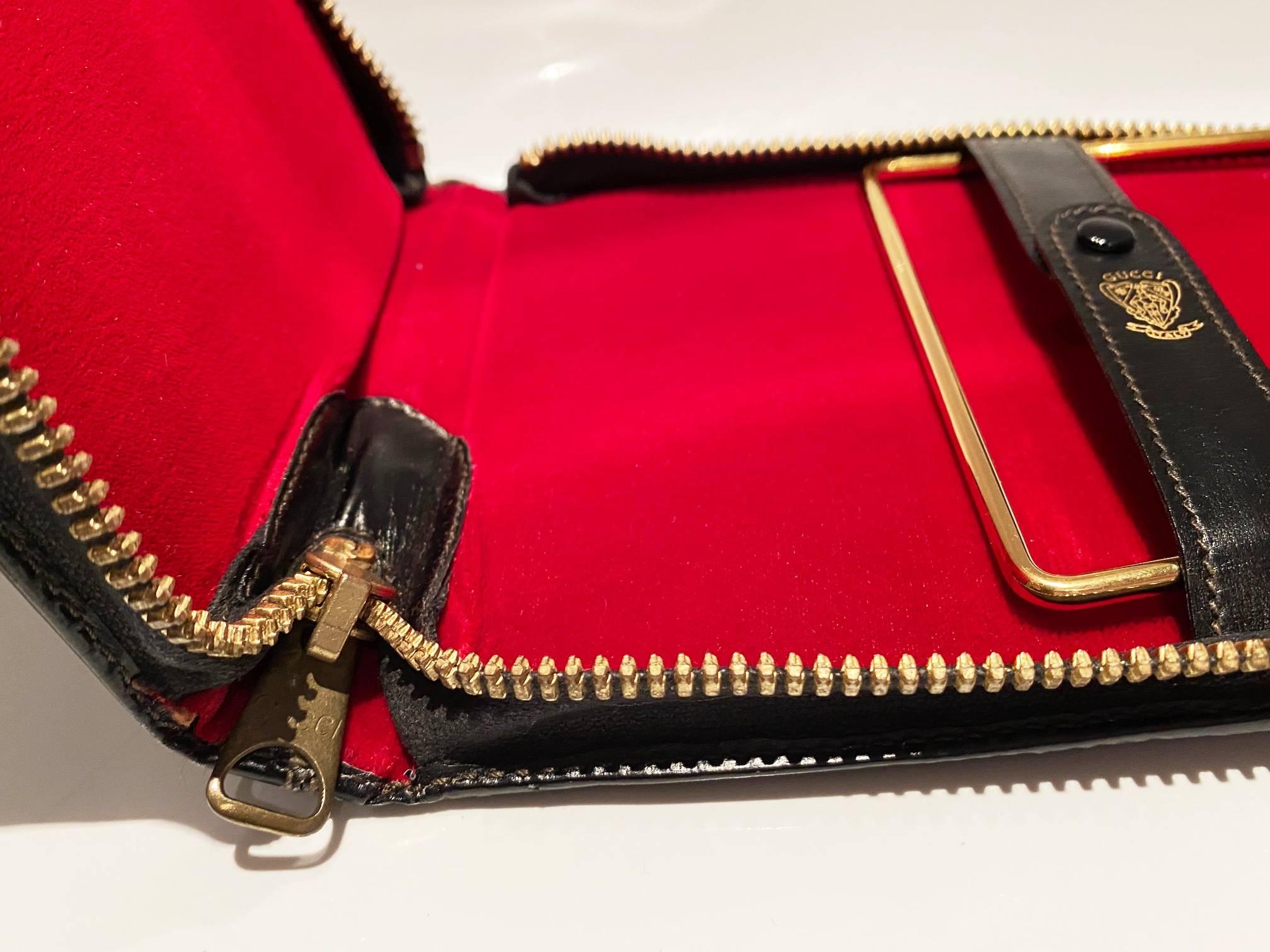 1980s Gucci Black Leather Tie Holder Travel Case  1