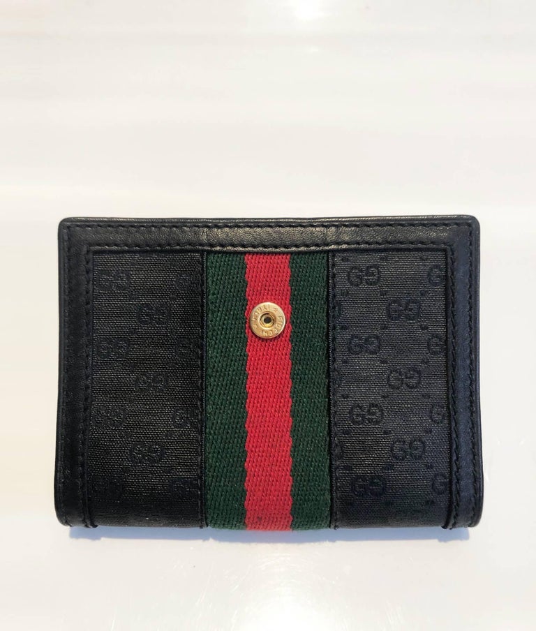 Gucci Black Monogram Web Stripe Vertical Briefcase with Matching Wallet, 1980s 6