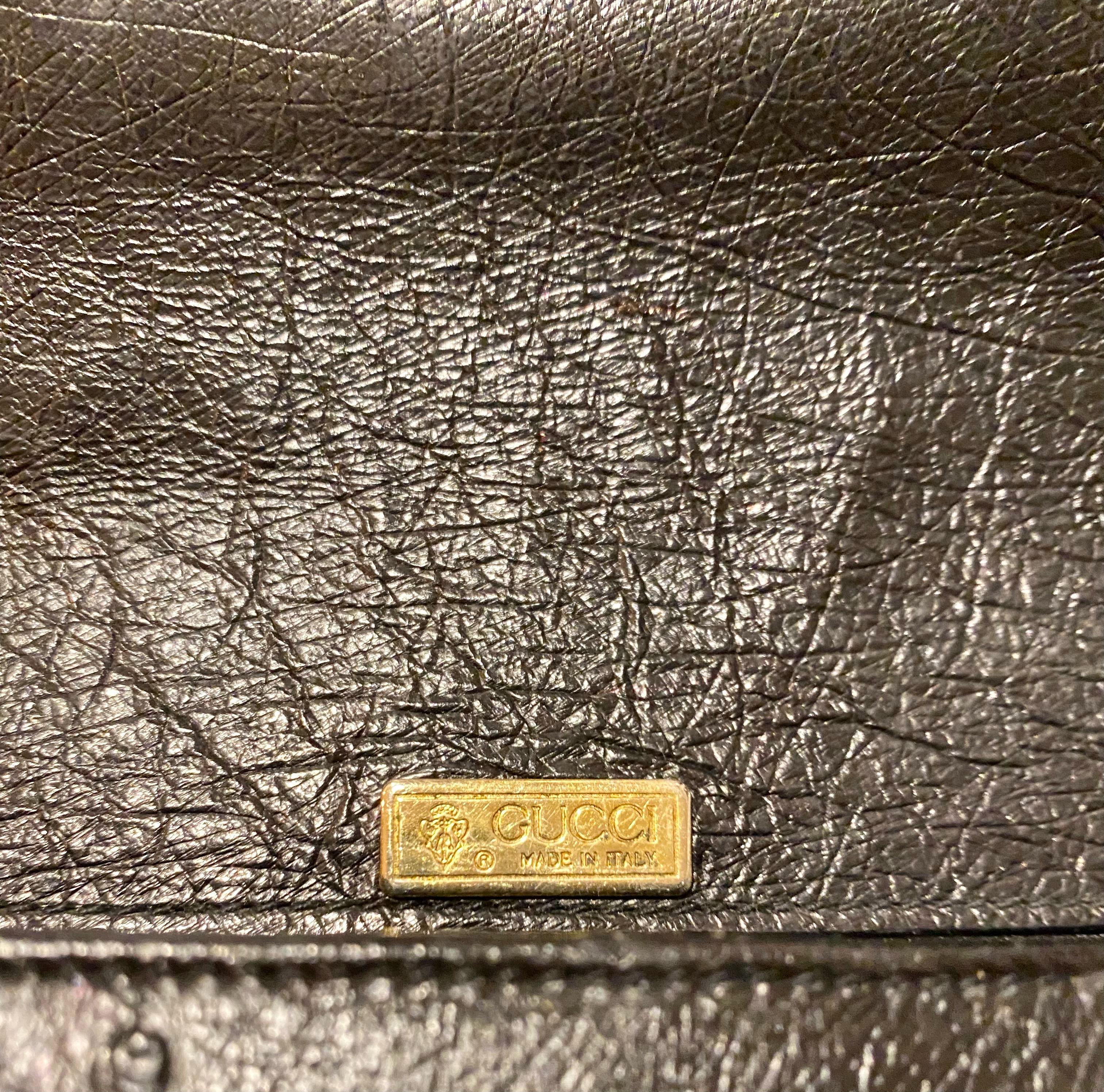 1980s Gucci Black Ostrich Vintage Bamboo Top Handle Bag In Good Condition In West Hollywood, CA