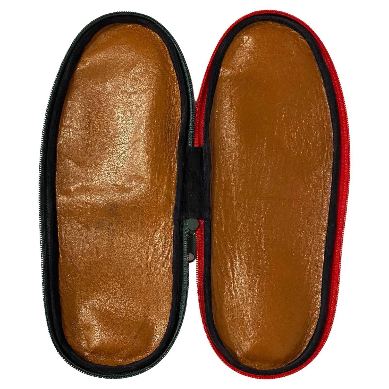 1980s Gucci Black Suede Slippers Travel Case In Good Condition For Sale In London, GB