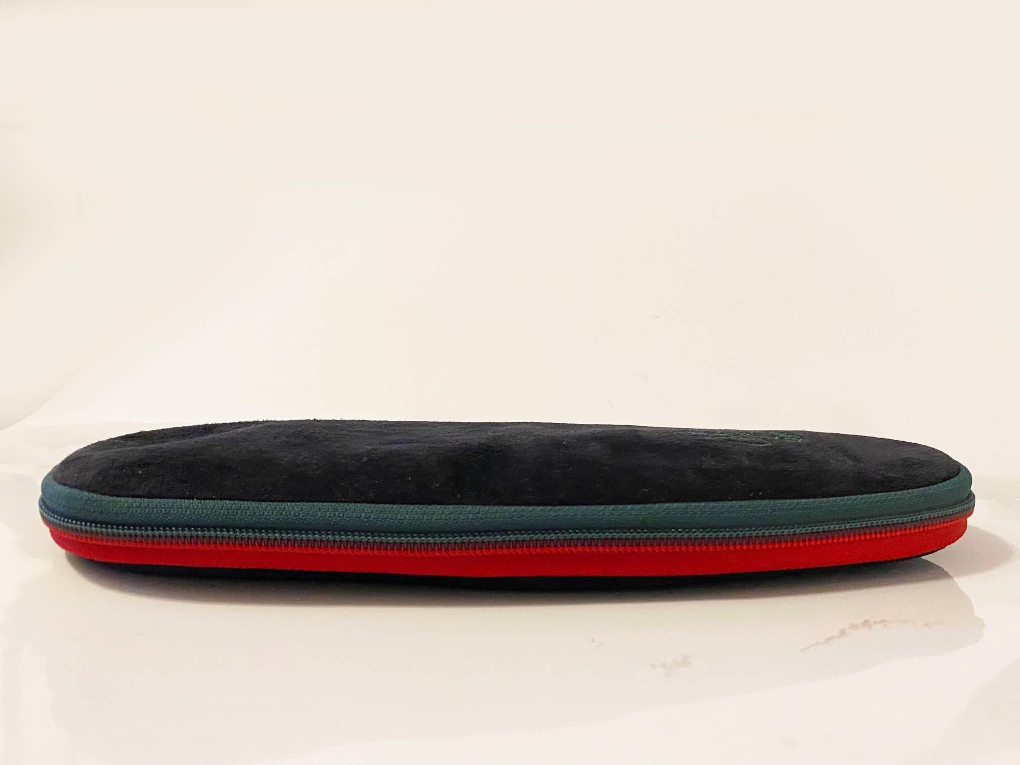 1980s Gucci Black Suede Slippers Travel Case For Sale 1