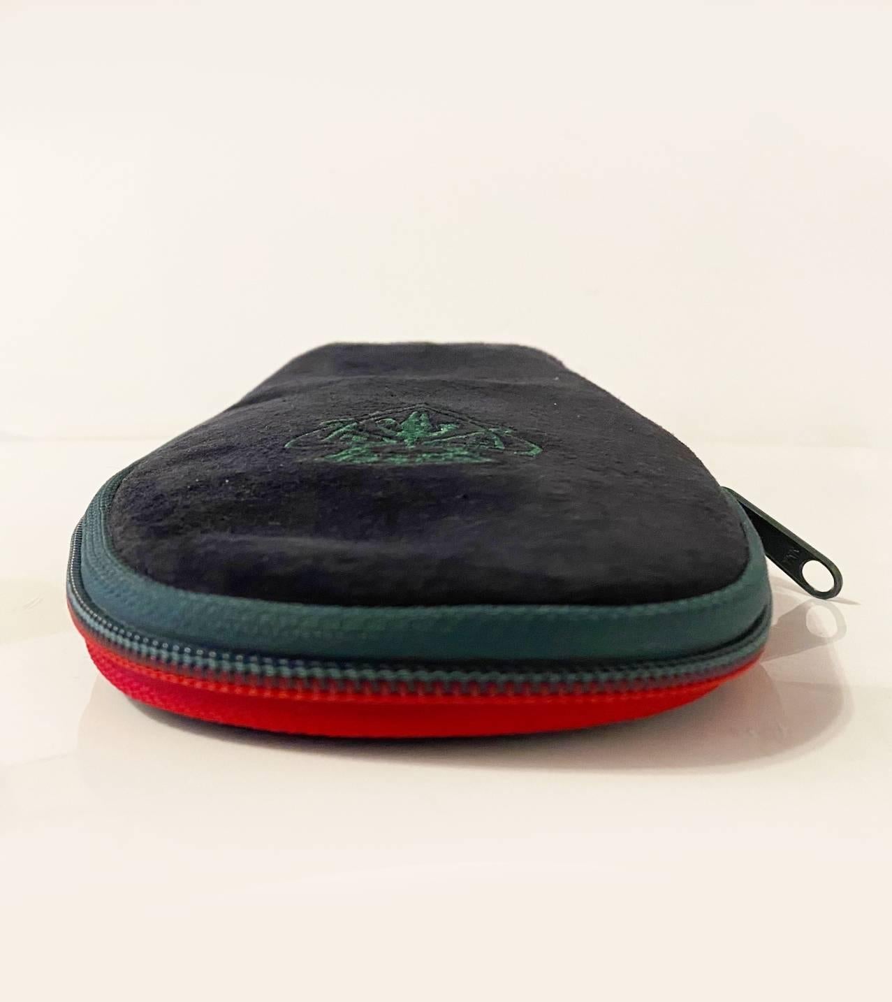 1980s Gucci Black Suede Slippers Travel Zipped Case For Sale 2