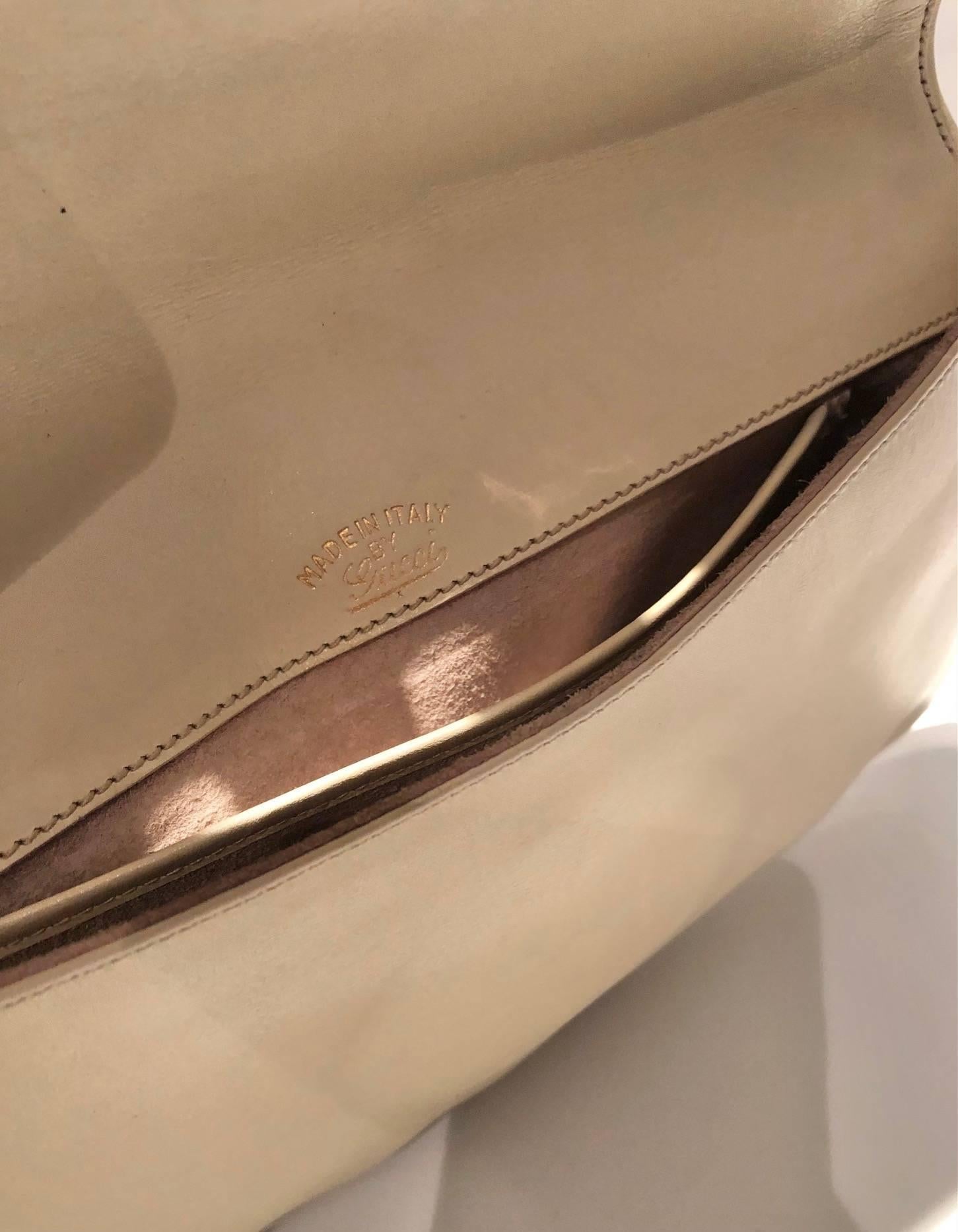 1980s Gucci Blondie Unicorn Ivory Cream Leather Clutch Bag In Good Condition In London, GB