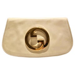 1980s Gucci Blondie Unicorn Ivory Cream Leather Clutch Bag