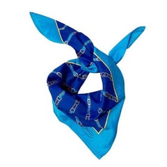 1980s Gucci Blue Equestrian Cotton Scarf