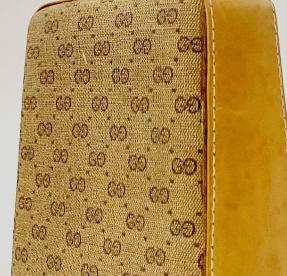 1980s Gucci Brown GG Monogram Leather Flask 6