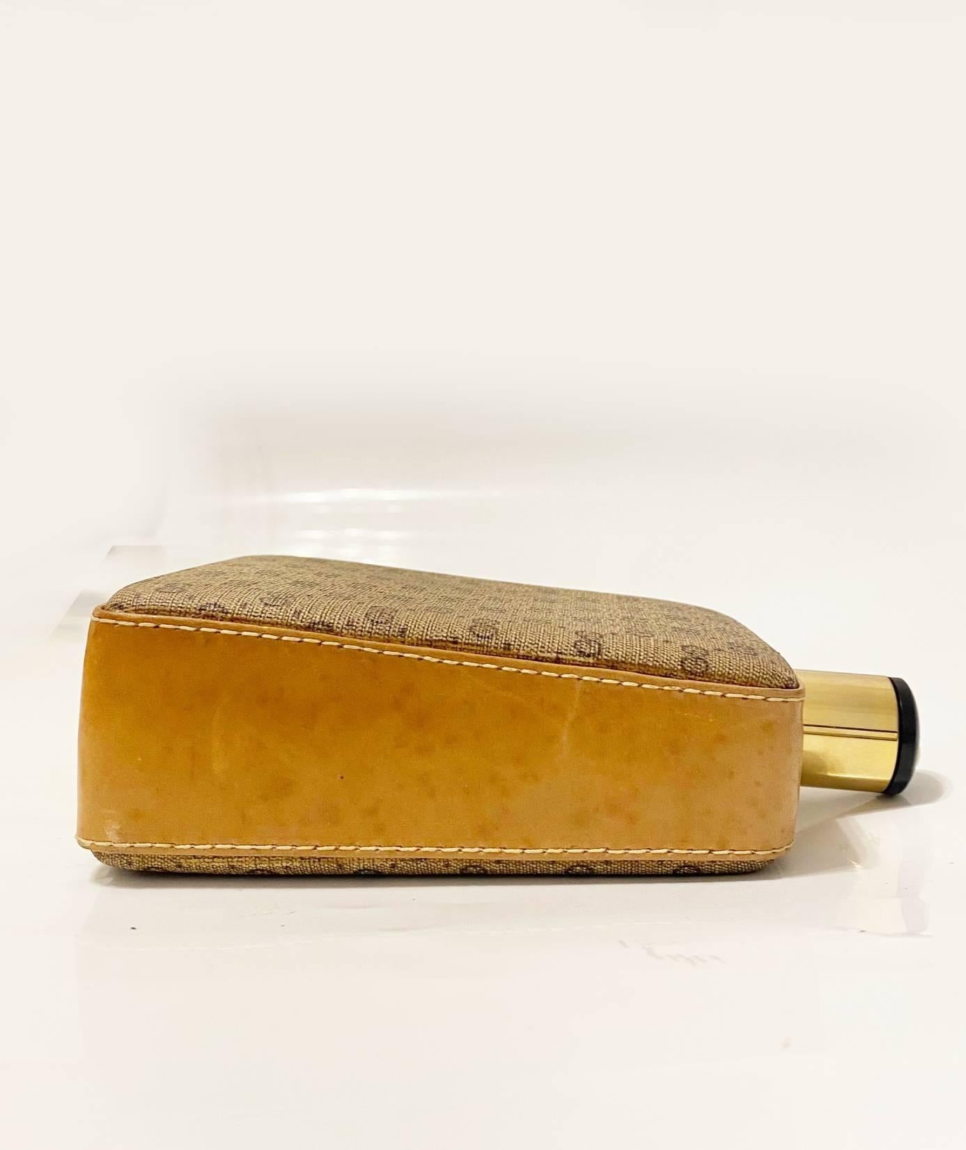 1980s Gucci Brown GG Monogram Leather Flask 2