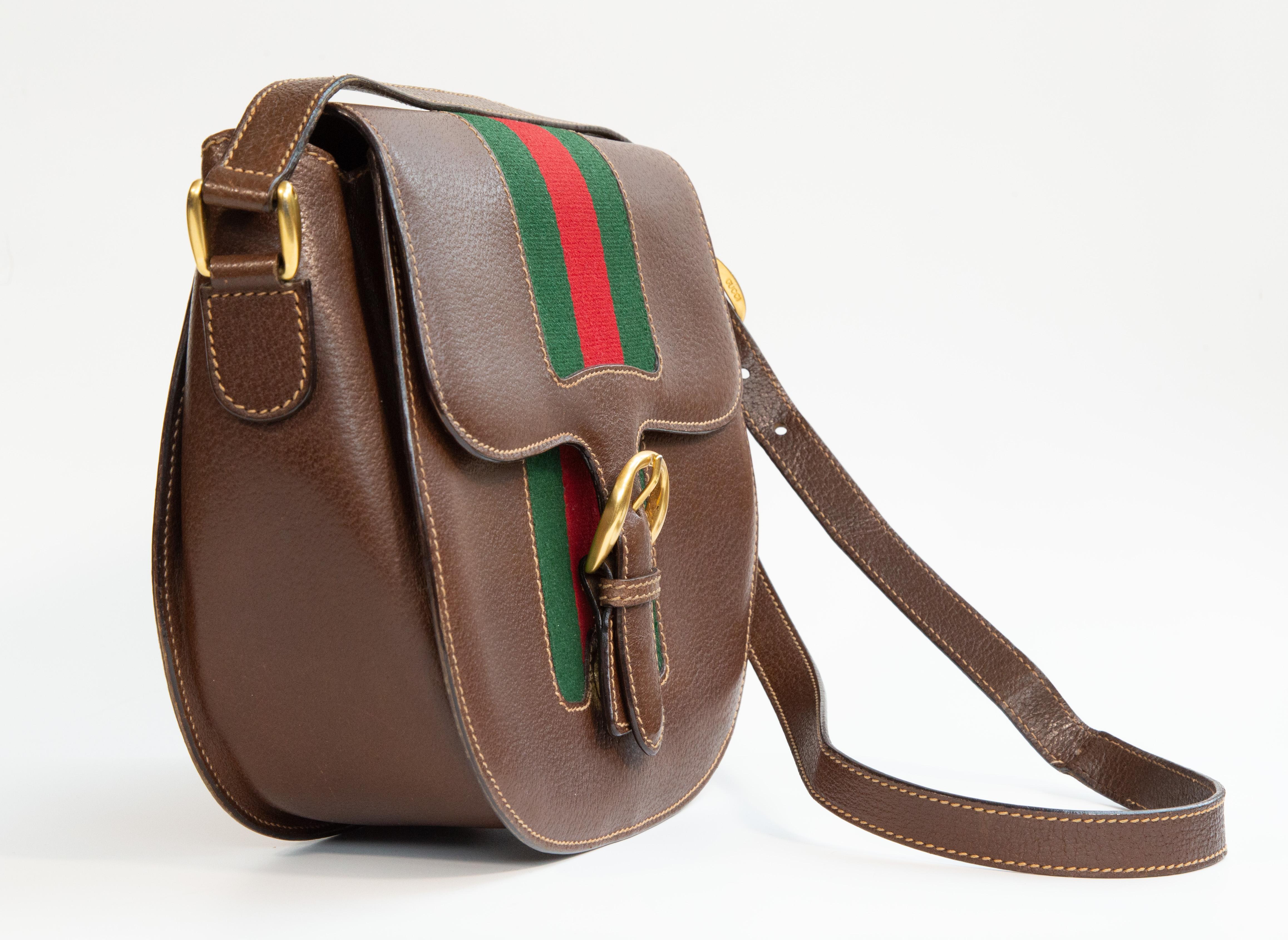 Marron 1980 Gucci Brown Leather Crossbody Bag