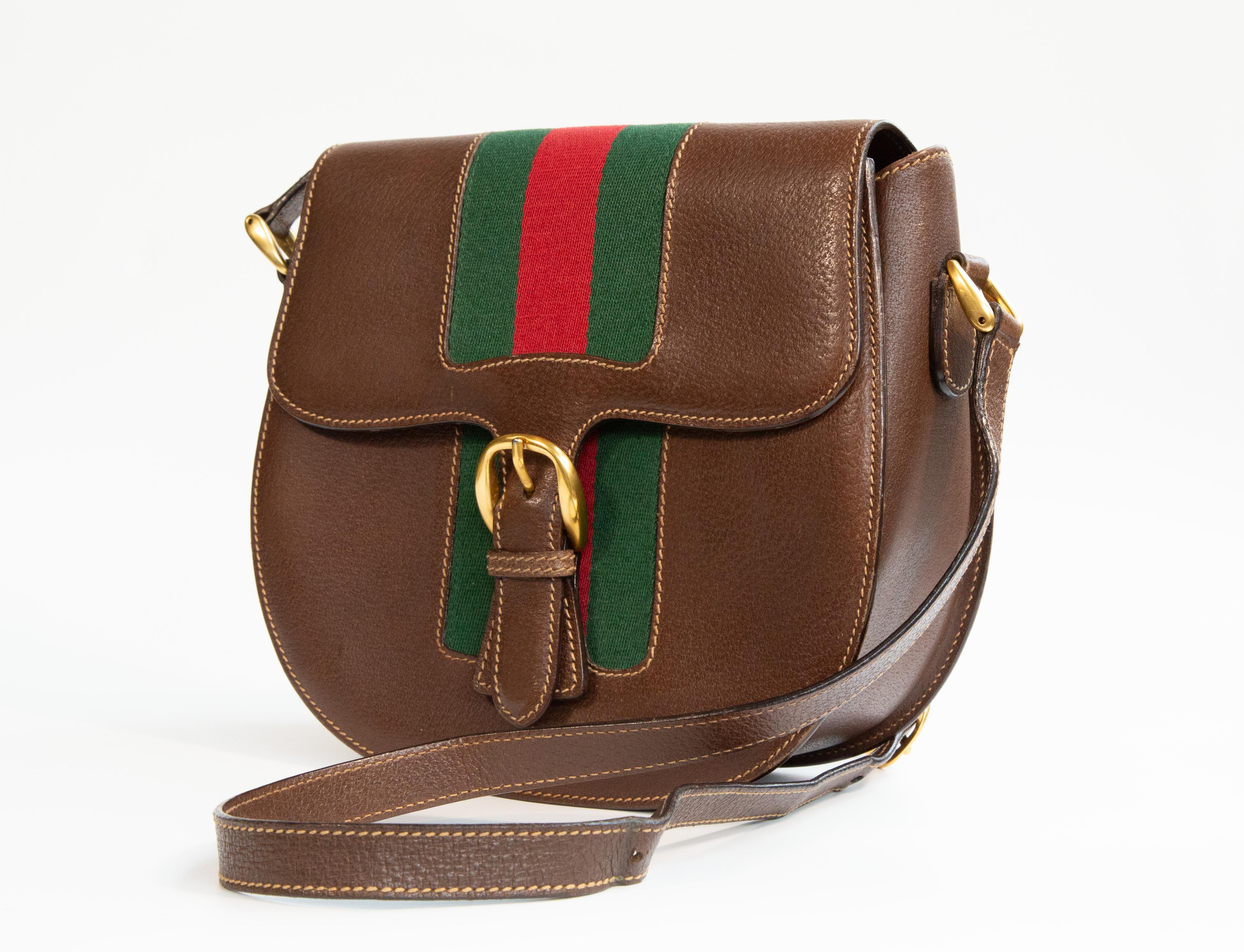 1980 Gucci Brown Leather Crossbody Bag 1