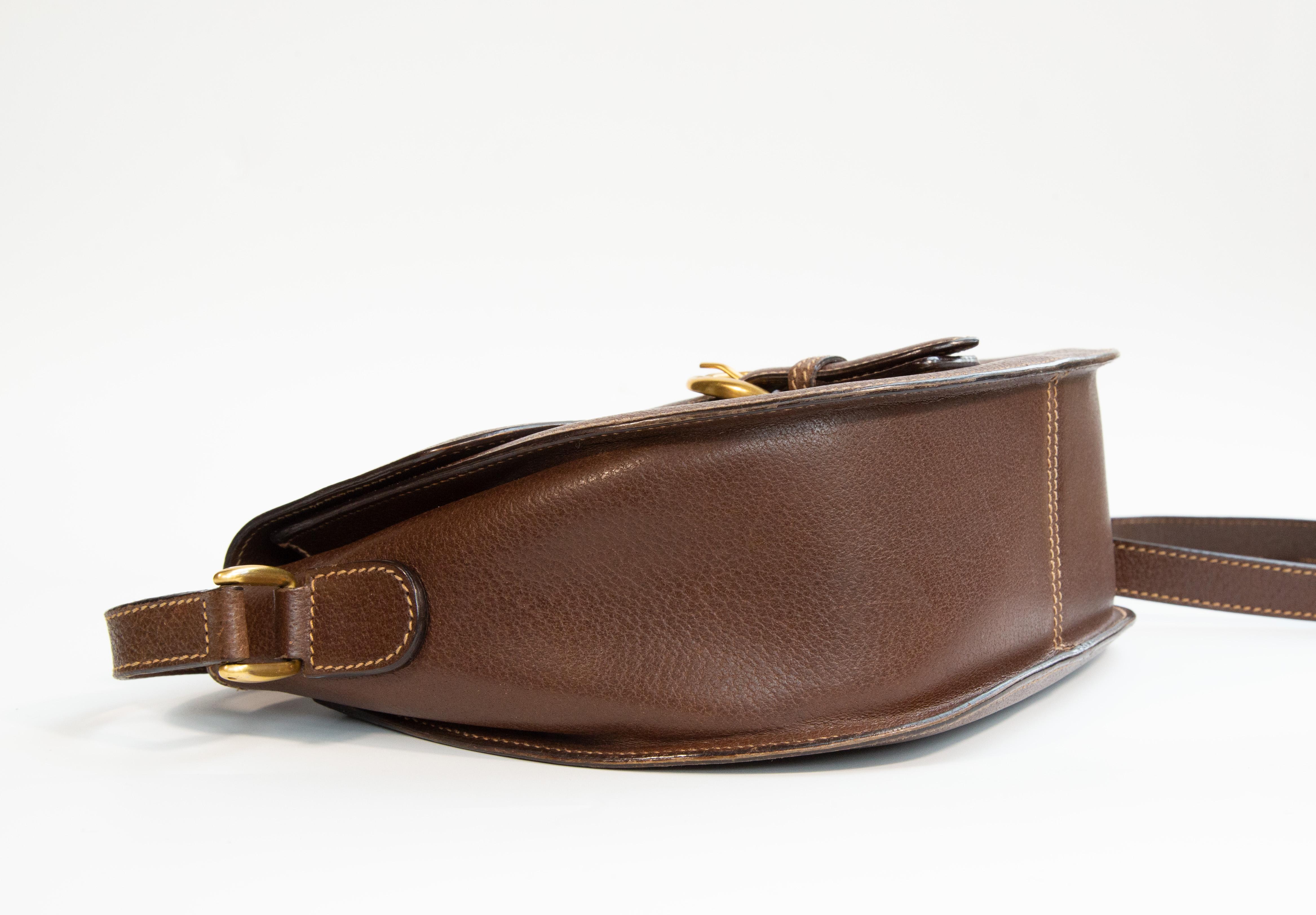 1980 Gucci Brown Leather Crossbody Bag 4