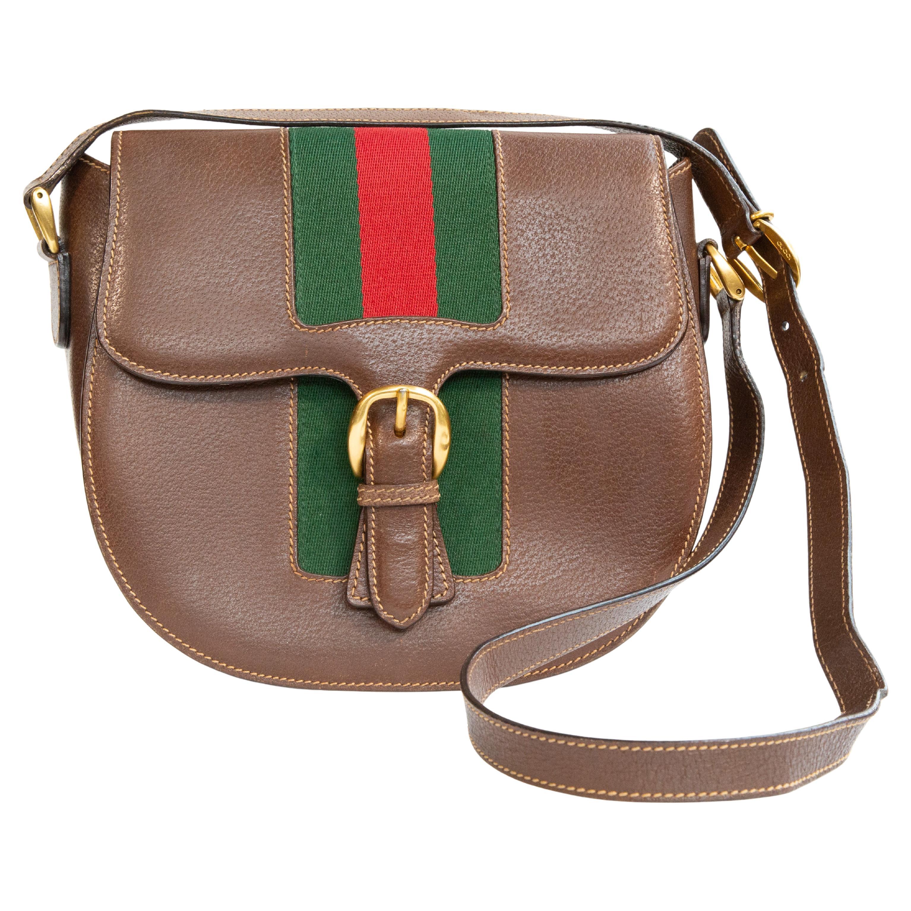 1980s Gucci Brown Leather Crossbody Bag