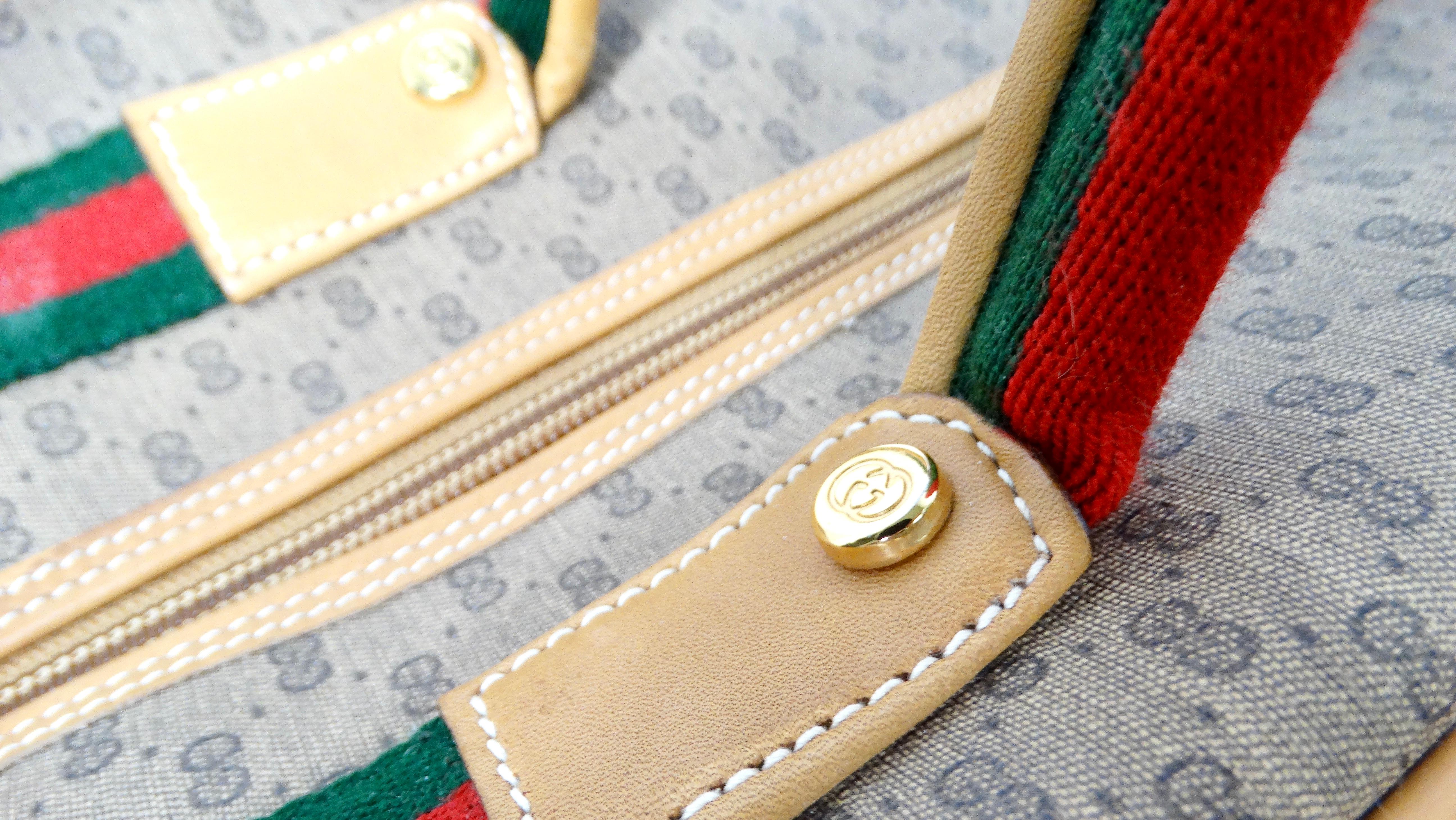Women's or Men's 1980s Gucci Brown Monogram Coated Canvas Carry-On Suitcase For Sale