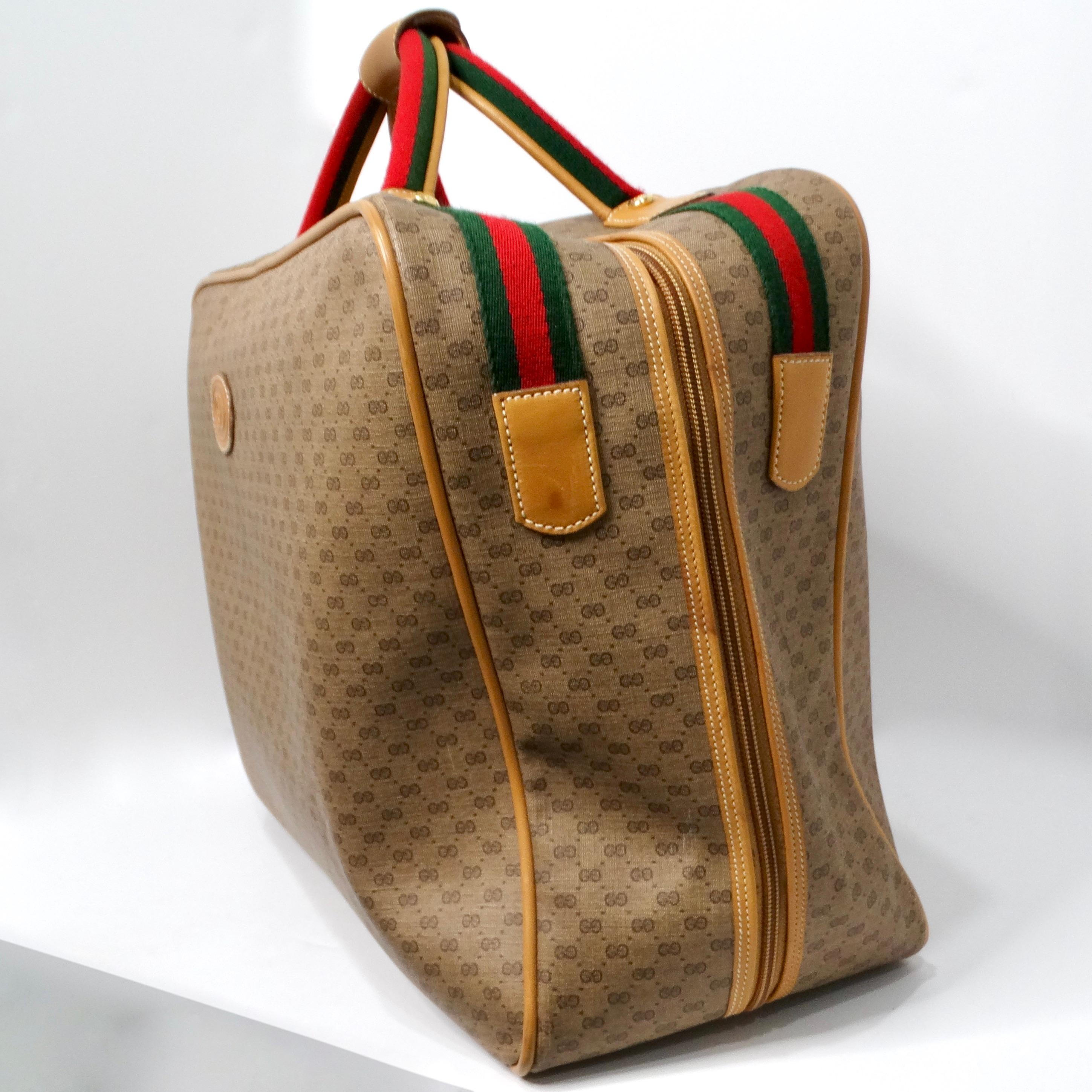 1980s Gucci Brown Monogram Coated Canvas Carry-On Suitcase For Sale 1