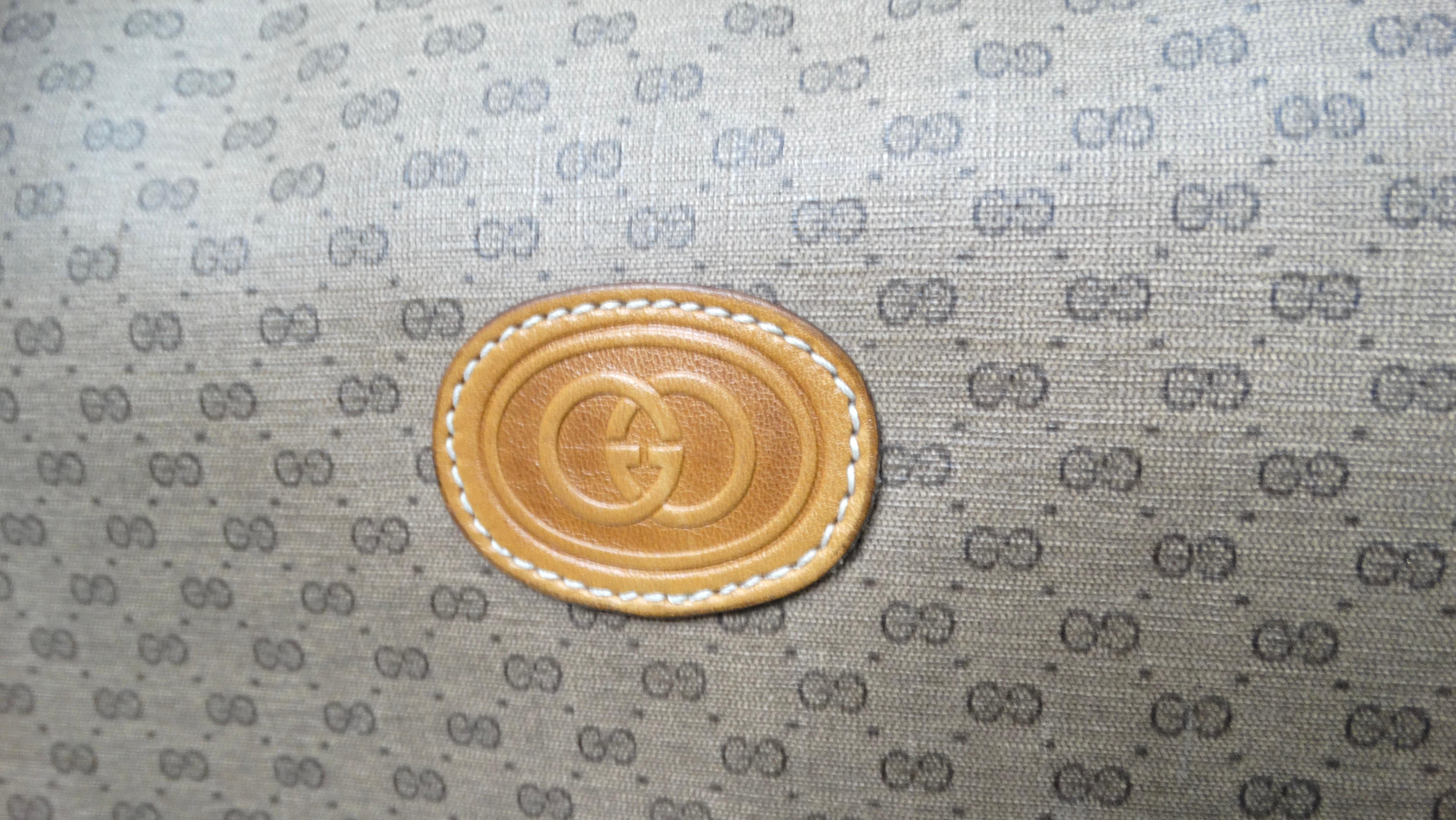 1980s Gucci Brown Monogram Coated Canvas Carry-On Suitcase For Sale 2
